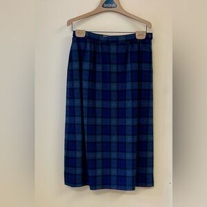 Vintage Pendleton Plaid Wool Midi A-Line Skirt